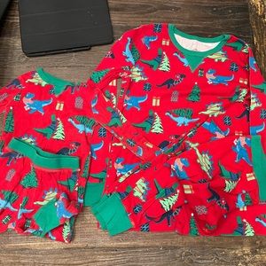 2 sets dinosaur Christmas Jammies 3t & women’s small: mommy & me, or sibling set
